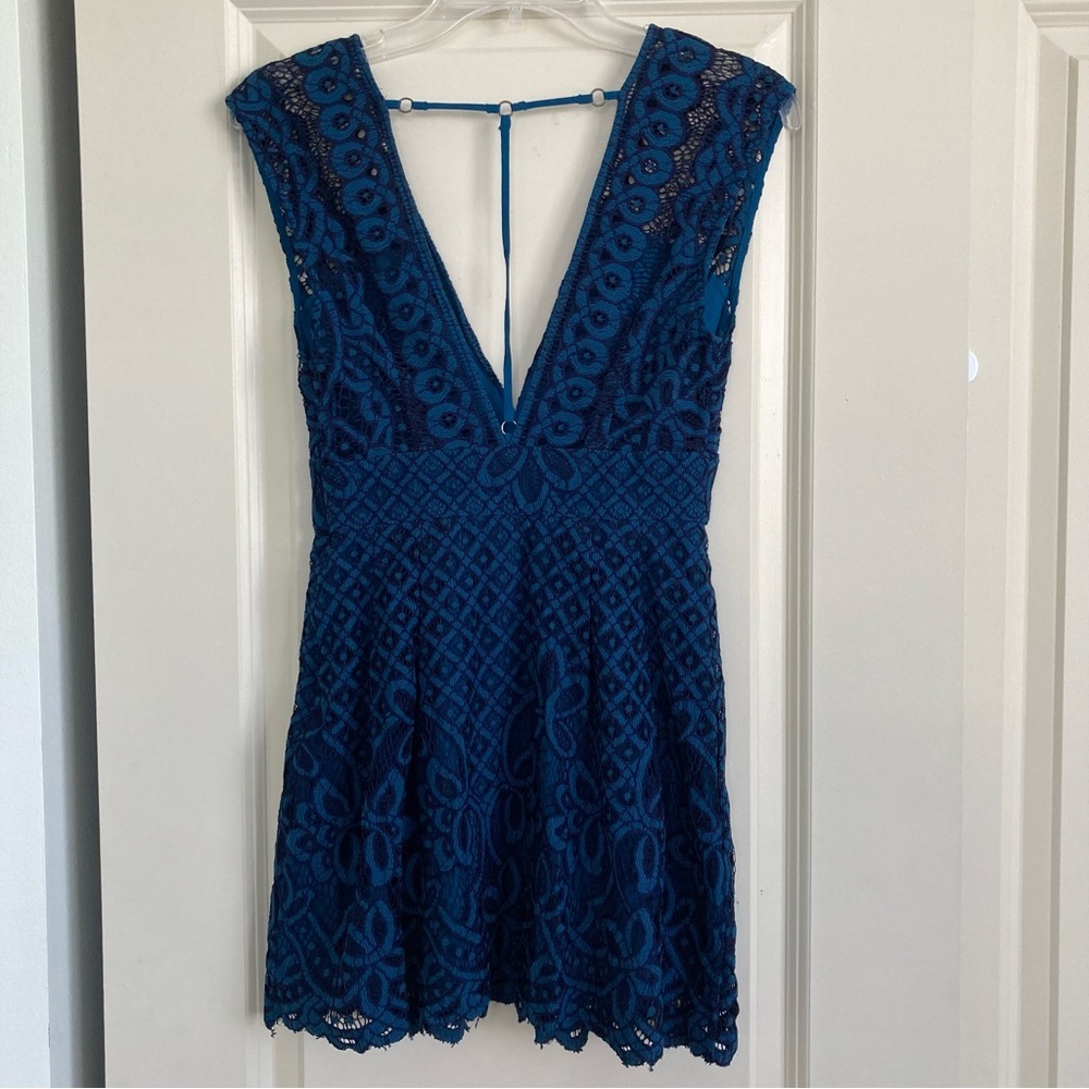 Free People One Million Lovers Lace Dress Size 2 Blue